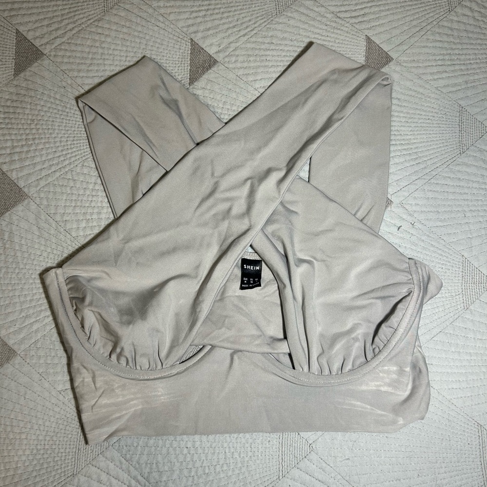 SHEIN grey bra crop top styled top